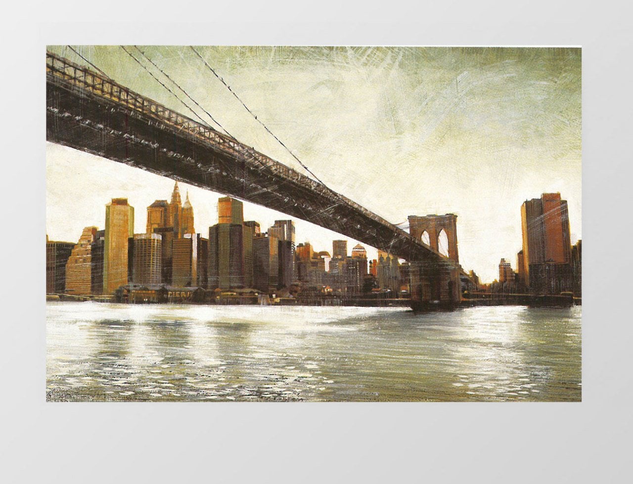 Newyork Köprü Manzarası Tablosu Çerçevesiz - 100x150