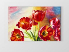 Kırmızı Gelincik Çiçekler Tablosu Çerçevesiz - 50x70