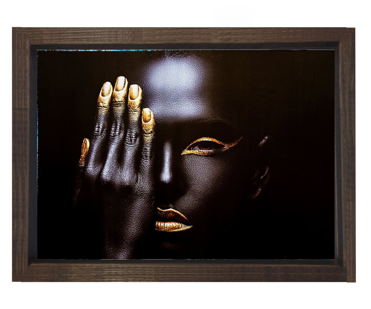 Zenci Kadın Tablosu Kahverengi Ahşap Çerçeve - 40x60