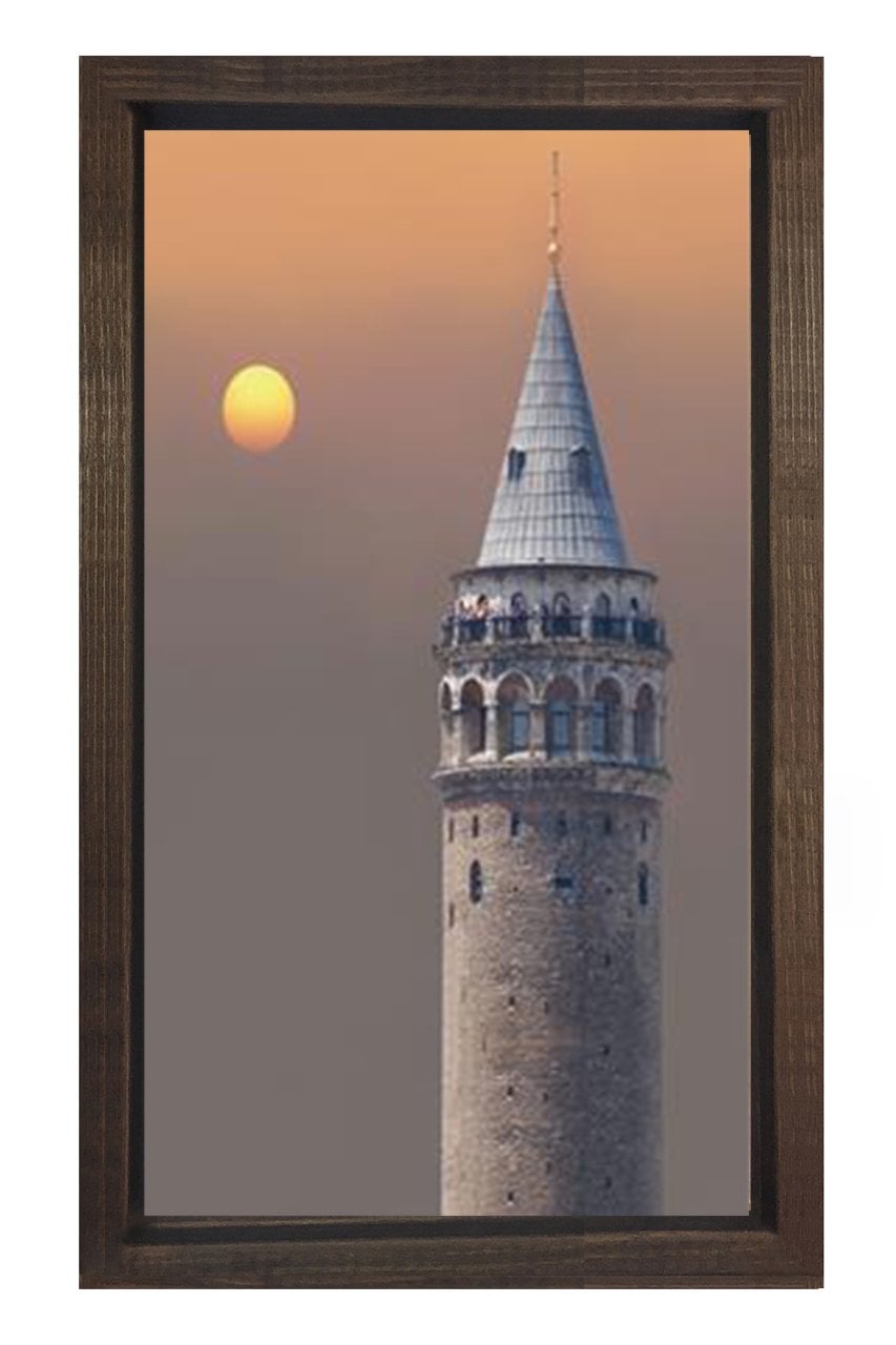 Galata Kulesi Tablosu Kahverengi Ahşap Çerçeve - 40x60