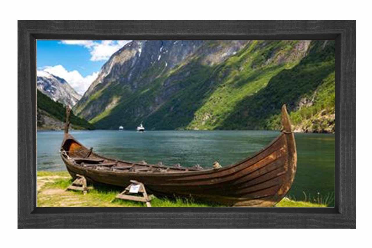Kano Ve Manzara Tablosu Siyah Ahşap Çerçeve - 50x90