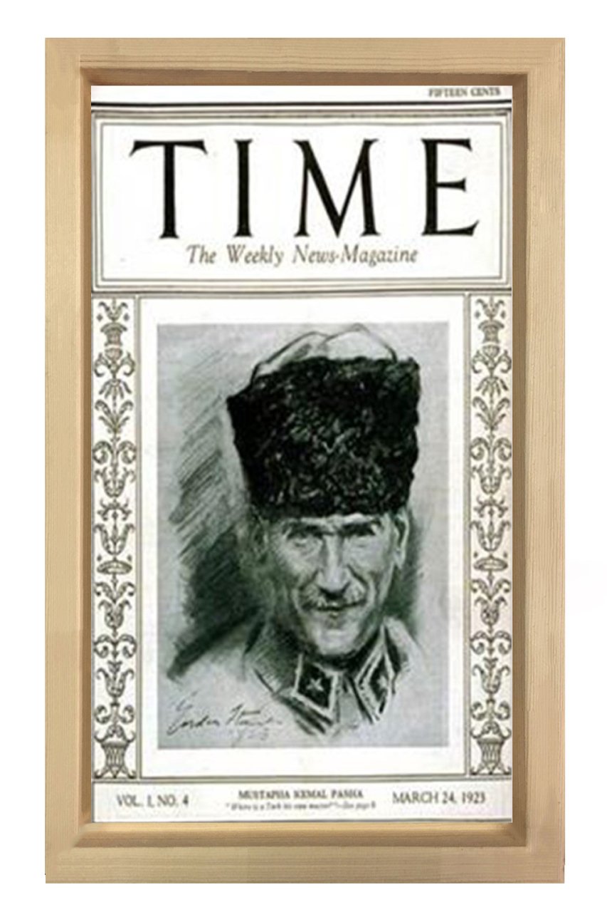 Atatürk Times Kapağı Tablosu Naturel Ahşap - 70x100