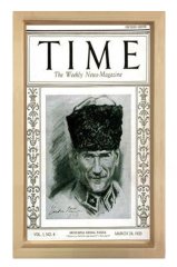 Atatürk Times Kapağı Tablosu Naturel Ahşap - 70x100