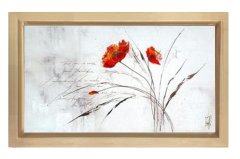 Kırmızı Gelincik ve Beyazlık Tablosu Naturel Ahşap Çerçeve - 50x90