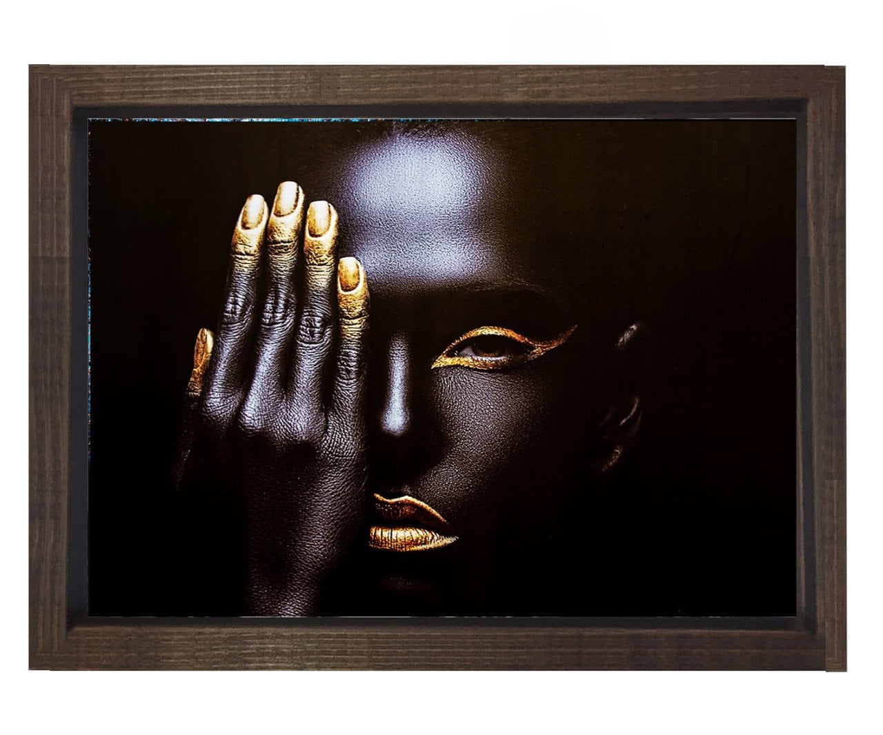 Zenci Kadın Tablosu Kahverengi Ahşap Çerçeve - 50x70