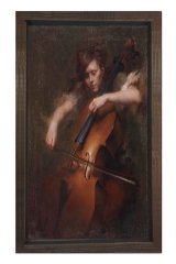 Kemancı Adam Tablosu Kahverengi Ahşap Çerçeve - 45x30