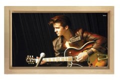 Elvis Presley ve Gitar Tablosu Naturel Ahşap Çerçeve - 50x70