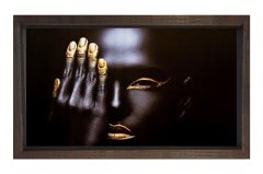 Zenci Kadın Tablosu Kahverengi Ahşap Çerçeve - 50x90