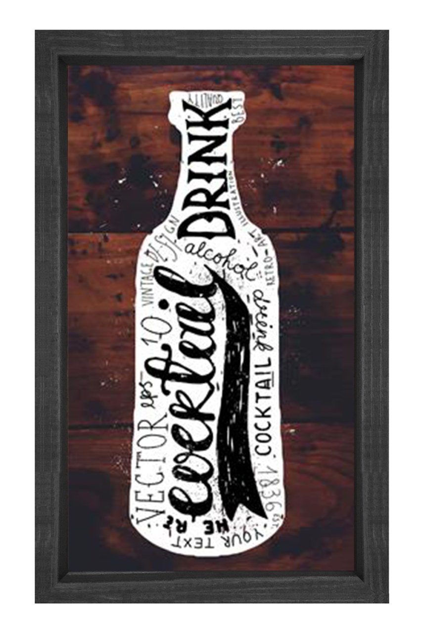 Cocktail Şisesi  Tablosu Siyah Ahşap Çerçeve - 50x70