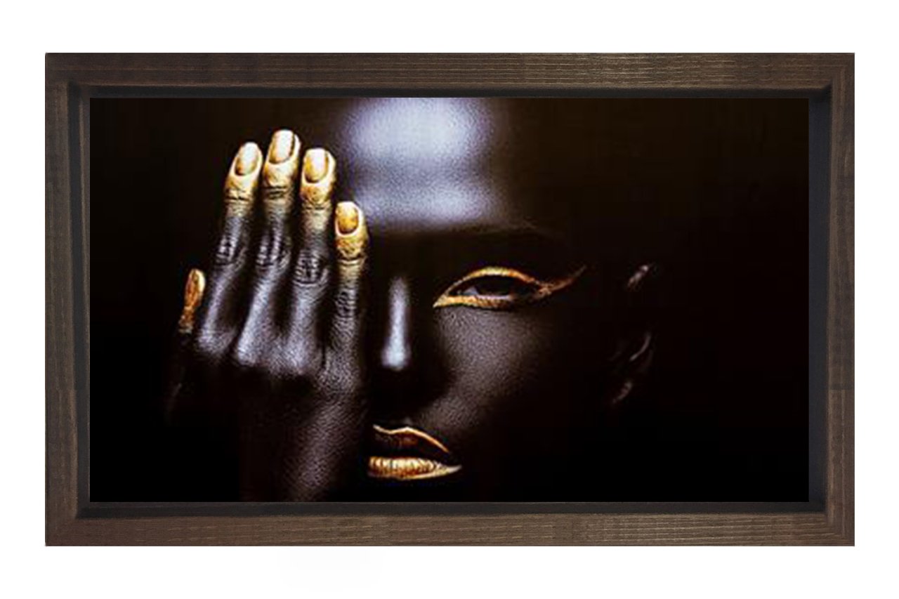 Zenci Kadın Tablosu Kahverengi Ahşap Çerçeve - 70x100