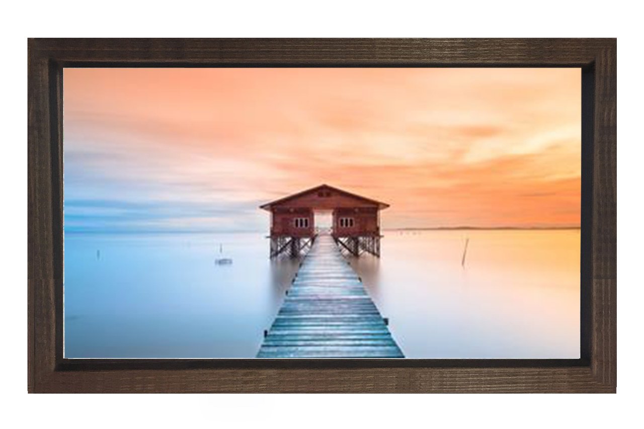 İskele Ve Kulübe Manzarası Tablosu Kahverengi Ahşap Çerçeve - 100x200