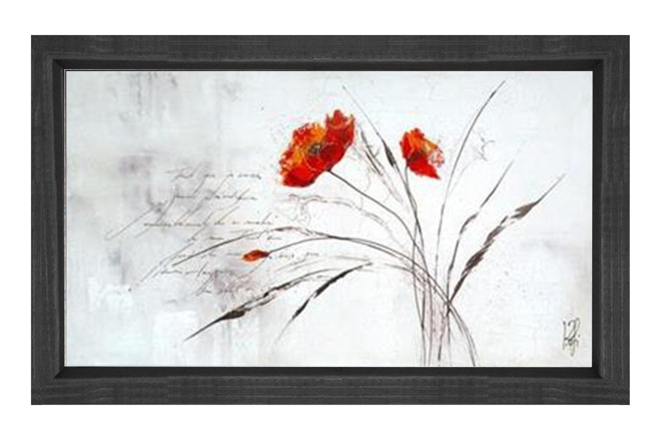 Kırmızı Gelincik ve Beyazlık Tablosu Siyah Ahşap Çerçeve - 100x200