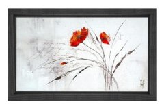 Kırmızı Gelincik ve Beyazlık Tablosu Siyah Ahşap Çerçeve - 100x200