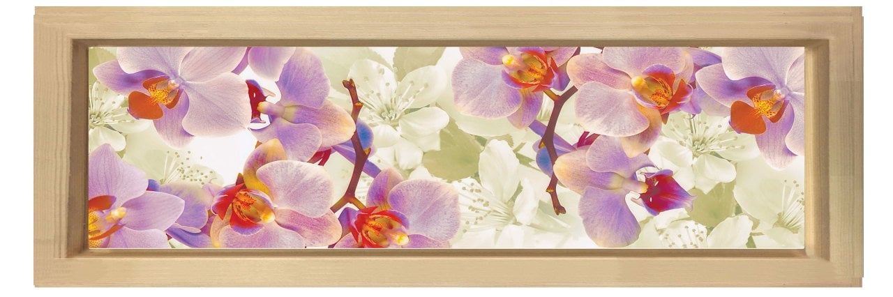 Mor Menekşe Çiçekleri Tablosu Naturel Ahşap Çerçeve - 180x60