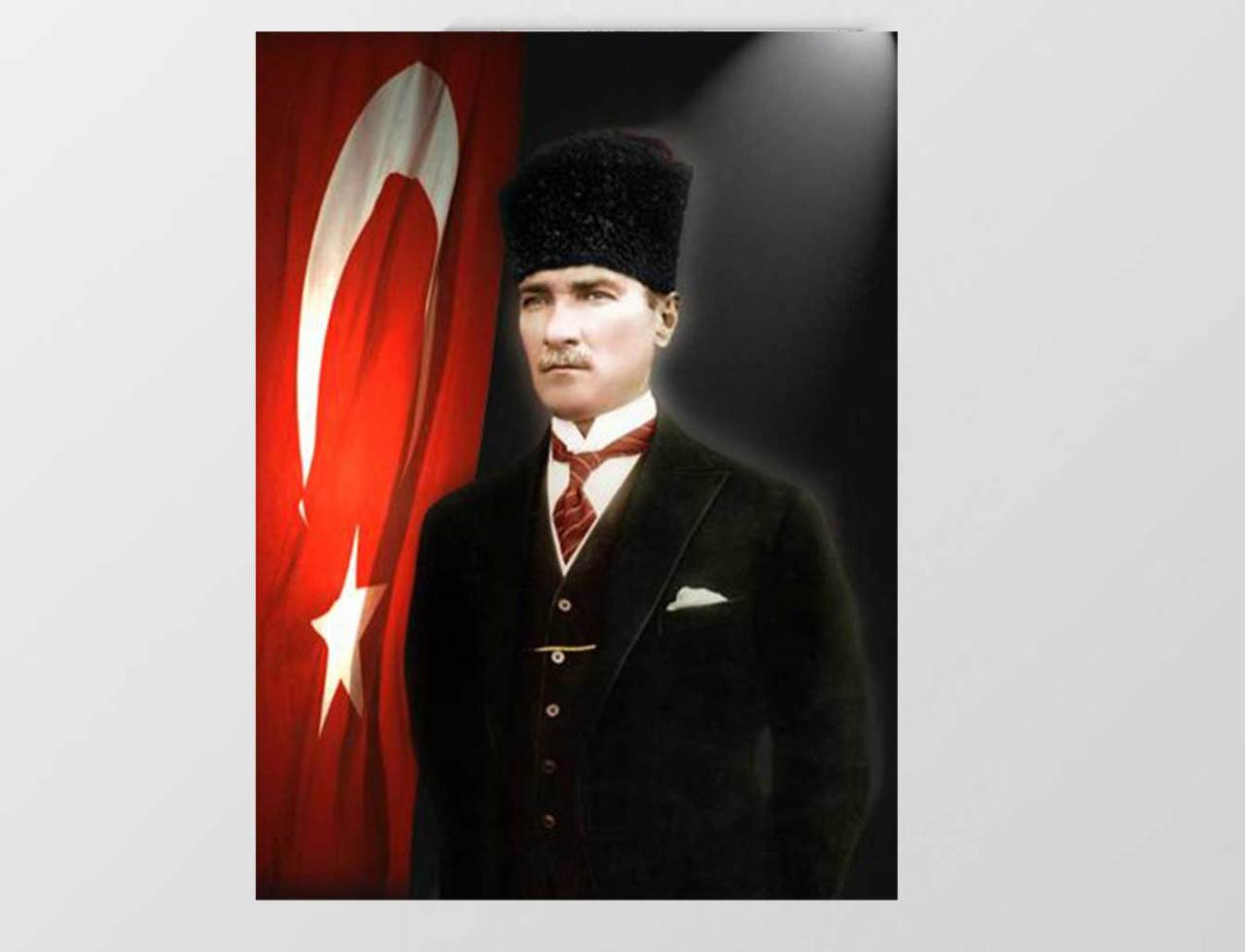 Atatürk Türk Bayrağı Tablosu Çerçevesiz - 100x200