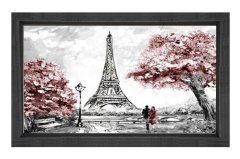 Eiffel  Kulesi Paris Tablosu Siyah Ahşap Çerçeve - 50x90