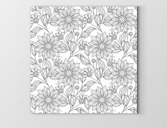 Çiçekli Boyama Tablo Tablosu Çerçevesiz - 60x60