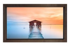 İskele Ve Kulübe Manzarası Tablosu Kahverengi Ahşap Çerçeve - 45x30