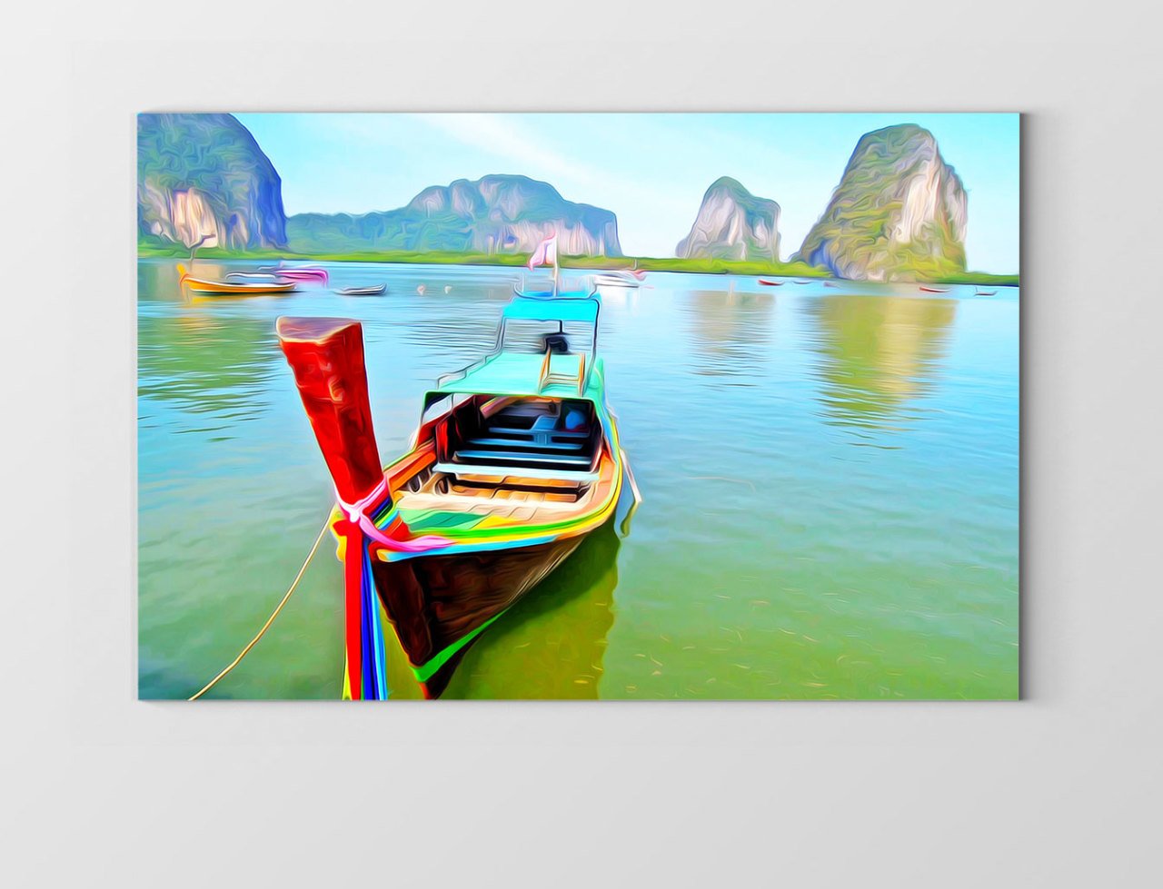 Sakin Göl Ve Kayık Tablosu Çerçevesiz - 40x60