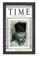 Atatürk Times Kapağı Tablosu Siyah Ahşap - 50x90