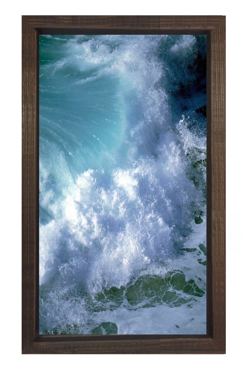 Hırçın Dalgalar Tablosu Kahverengi Ahşap Çerçeve - 100x150