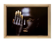 Zenci Kadın Tablosu Naturel Ahşap Çerçeve - 45x30