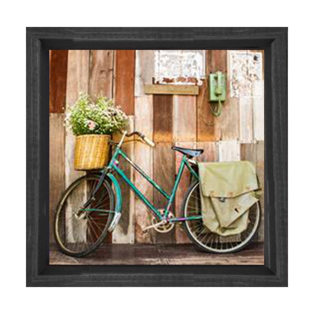 Bisiklet  Tablosu Siyah Ahşap Çerçeve - 60x60