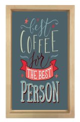 Coffee For The Best Person Tablosu Naturel Ahşap Çerçeve - 40x60
