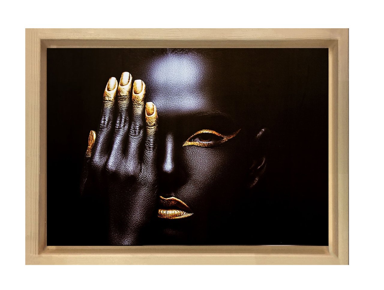 Zenci Kadın Tablosu Naturel Ahşap Çerçeve - 50x70