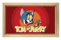 Tom ve Jerry Tablosu Naturel Ahşap Çerçeve - 50x90