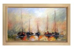 Gemiler Tablosu Naturel Ahşap Çerçeve - 45x30