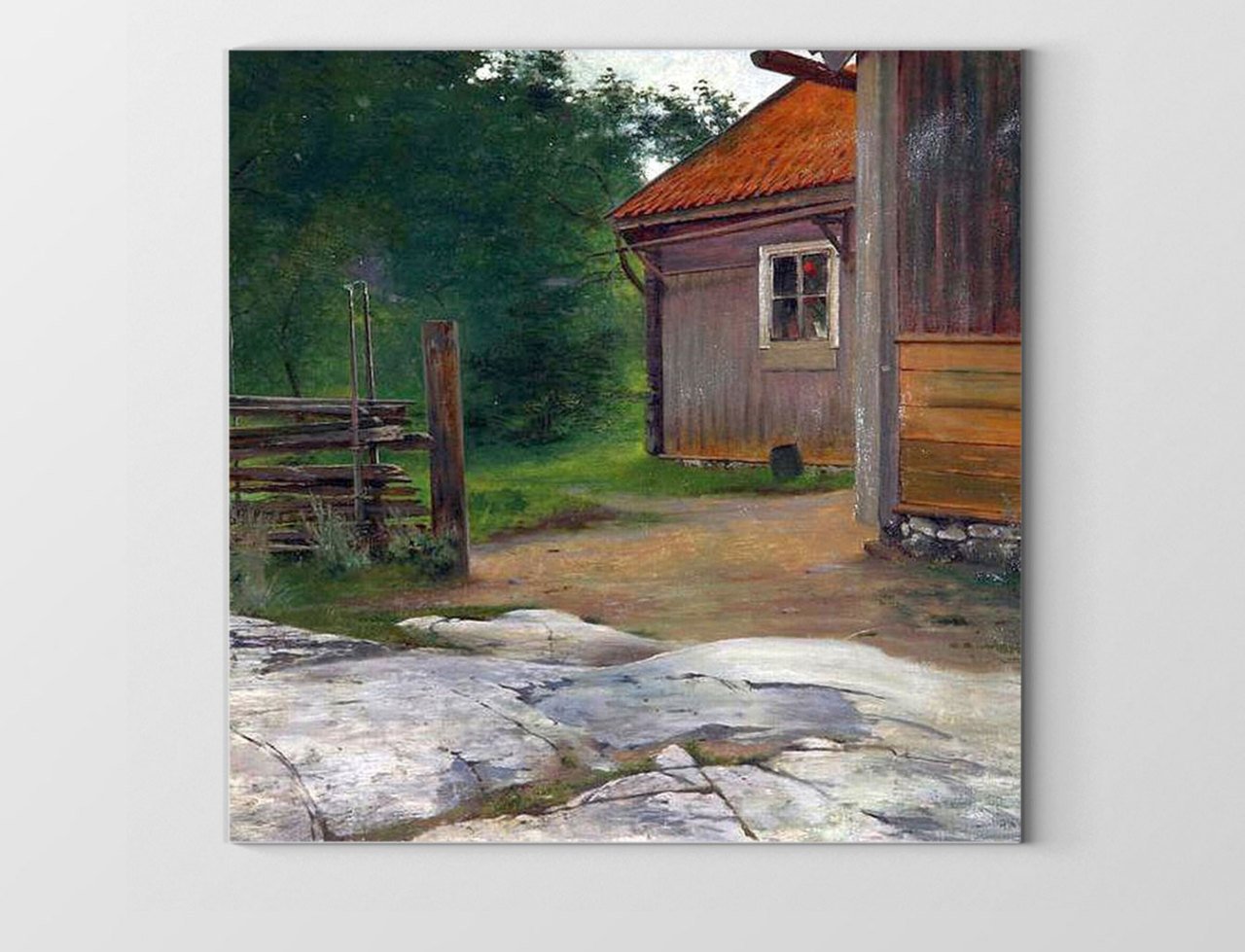 Köy Evi Girişi Tablosu Çerçevesiz - 90x90