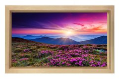 Mor Çiçek Tarlası Manzara Tablosu Naturel Ahşap - 100x200