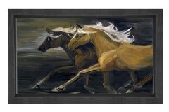 Yarışan Atlar Tablosu Siyah Ahşap Çerçeve - 70x100