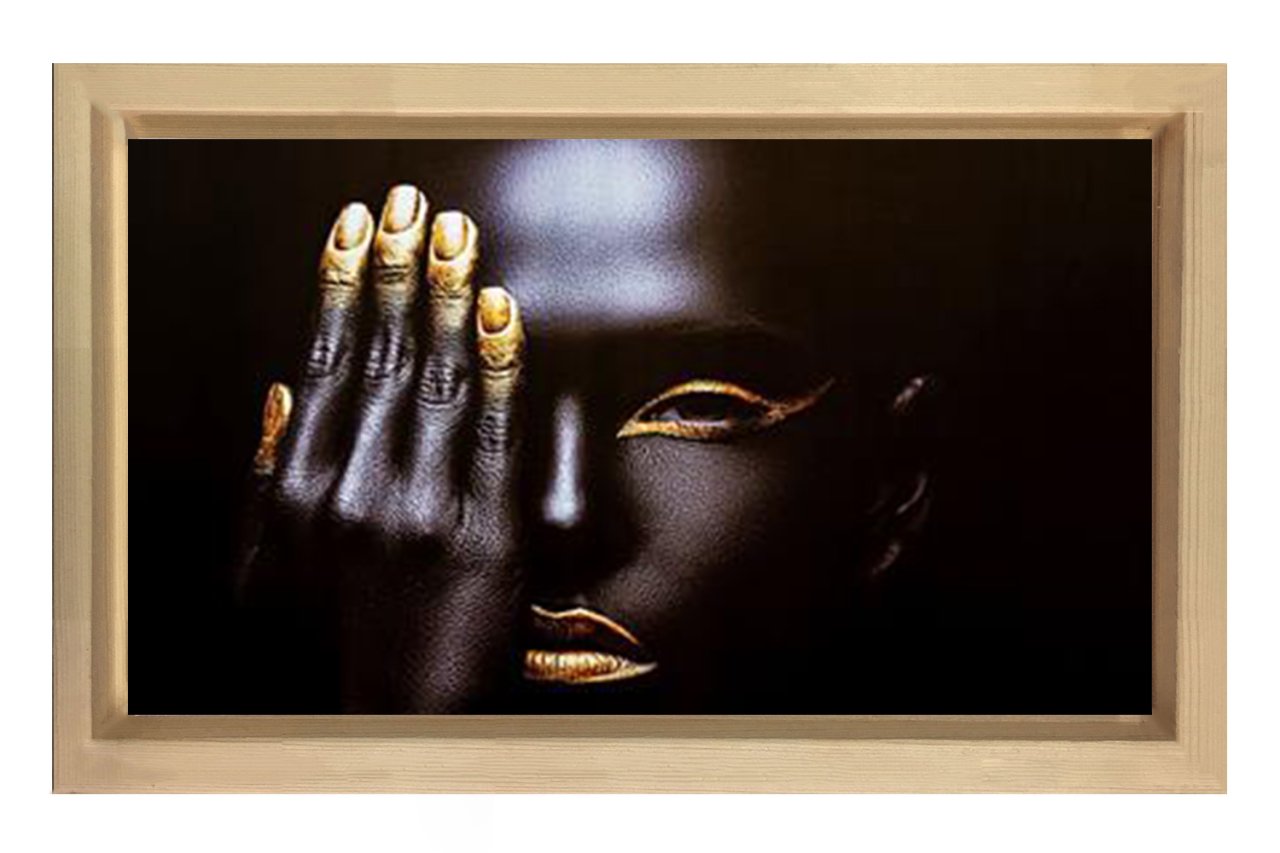 Zenci Kadın Tablosu Naturel Ahşap Çerçeve - 50x90