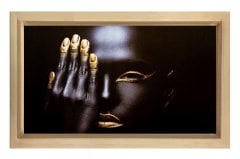 Zenci Kadın Tablosu Naturel Ahşap Çerçeve - 50x90