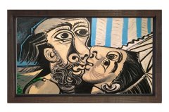 The Kiss Tablosu Kahverengi Ahşap Çerçeve - 100x150