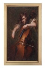 Kemancı Adam Tablosu Naturel Ahşap Çerçeve - 50x90