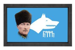 Atatürk Ve Bozkurt Tablosu Siyah Ahşap - 100x200