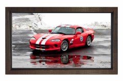 Kırmızı Dodge Viper Tablosu Kahverengi Ahşap Çerçeve - 40x60
