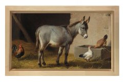 Köy Ahırı Tablosu Naturel Ahşap Çerçeve - 50x90