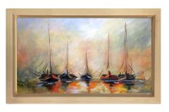 Gemiler Tablosu Naturel Ahşap Çerçeve - 70x100
