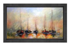 Gemiler Tablosu Siyah Ahşap Çerçeve - 100x150