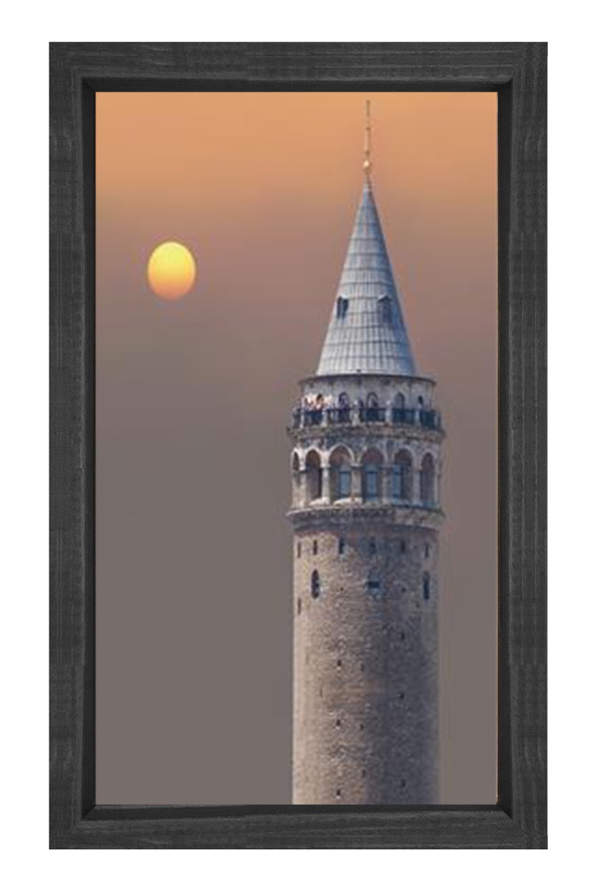 Galata Kulesi Tablosu Siyah Ahşap Çerçeve - 100x200