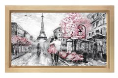 Eiffel  Kulesi Vektörel Tablosu Naturel Ahşap Çerçeve - 100x200