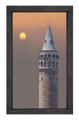 Galata Kulesi Tablosu Siyah Ahşap Çerçeve - 40x60