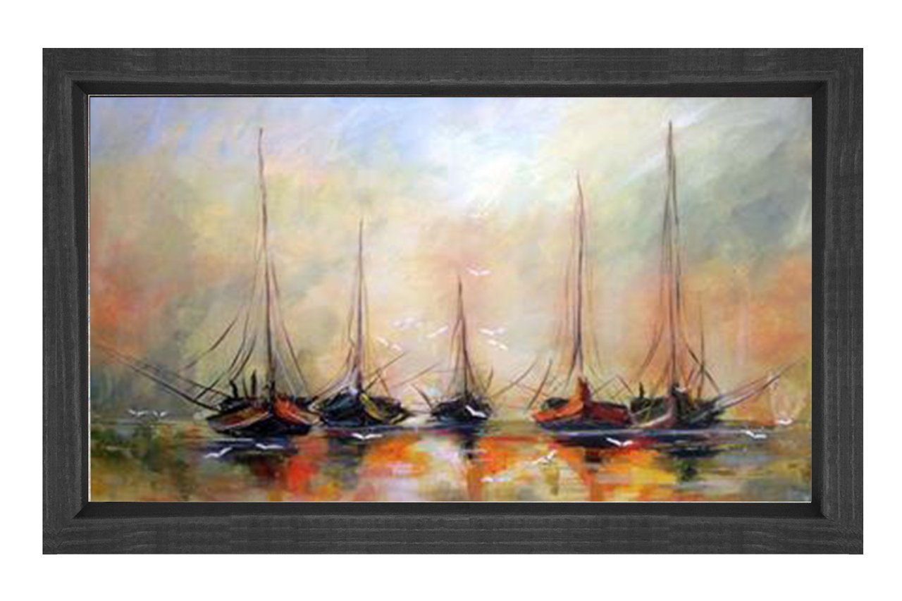 Gemiler Tablosu Siyah Ahşap Çerçeve - 40x60