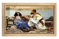 Cariye Ve Adam Tablosu Naturel Ahşap Çerçeve - 50x70