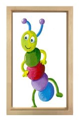 Renkli Tırtıl Tablosu Naturel Ahşap Çerçeve - 100x200