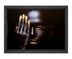 Zenci Kadın Tablosu Siyah Ahşap Çerçeve - 50x70